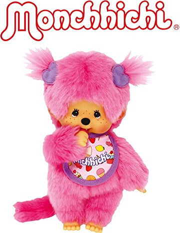 Bandai Monchhichi Frozen Fruits plush shows a gourmet bib for playful detail.