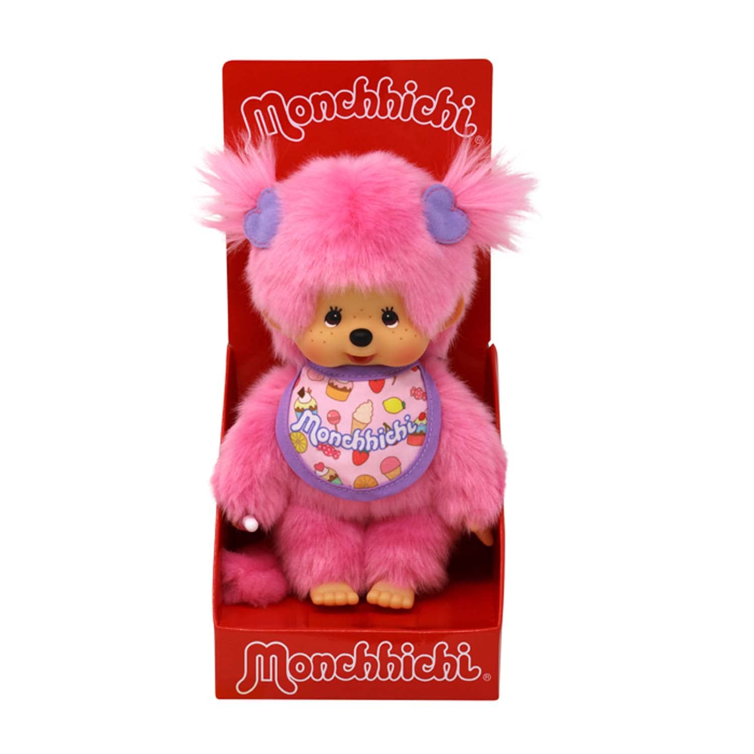 Bandai Monchhichi Frozen Fruits plush features a heart accent in the hair.