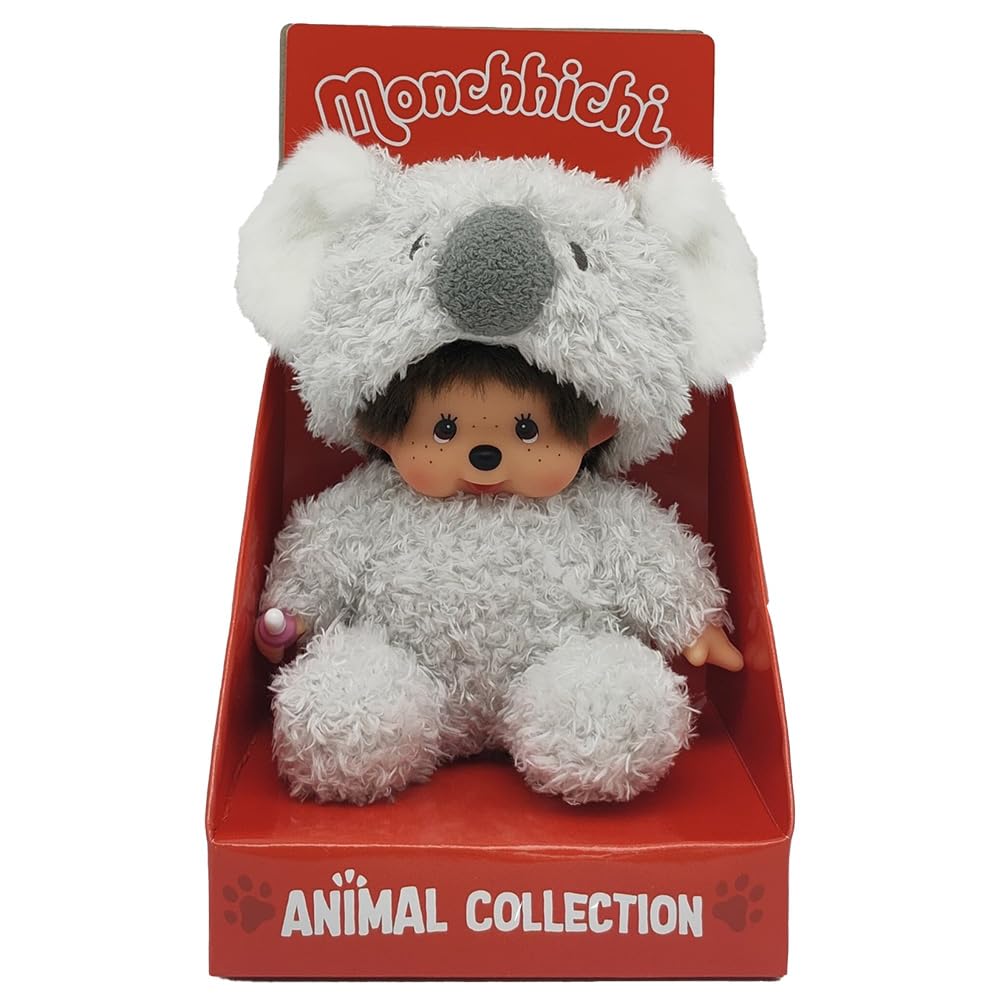Bandai Monchhichi Koala plush 20 cm, cuddly travel companion.