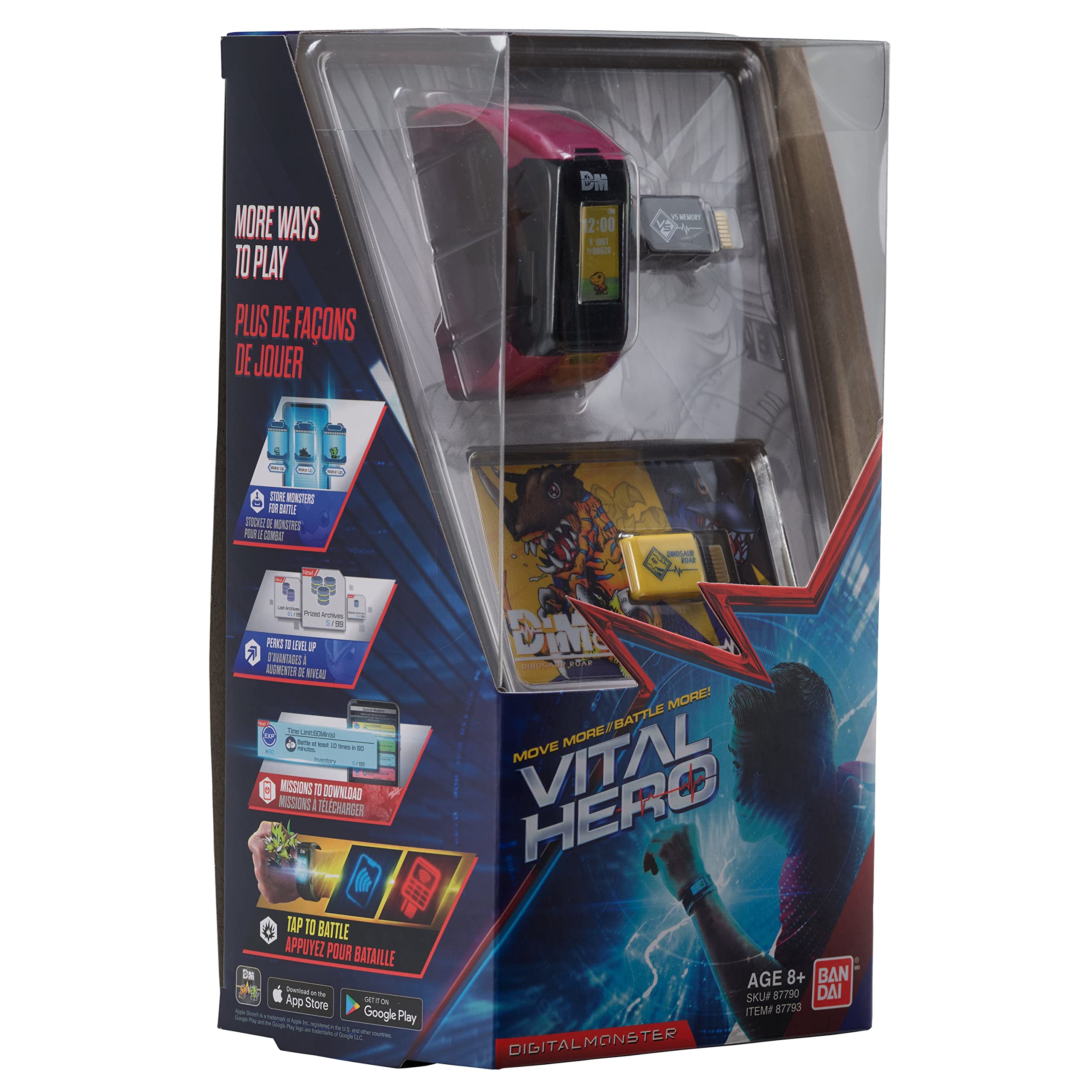 Bandai Namco Digimon Vital Hero Red Step Counter—tracks daily steps to unlock evolutions.