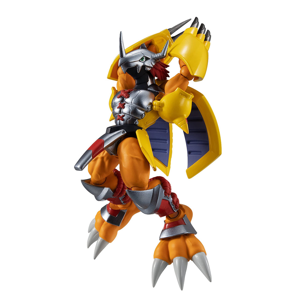 Bandai Namco Digimon WarGreymon SHODO armor detail highlights yellow plating.
