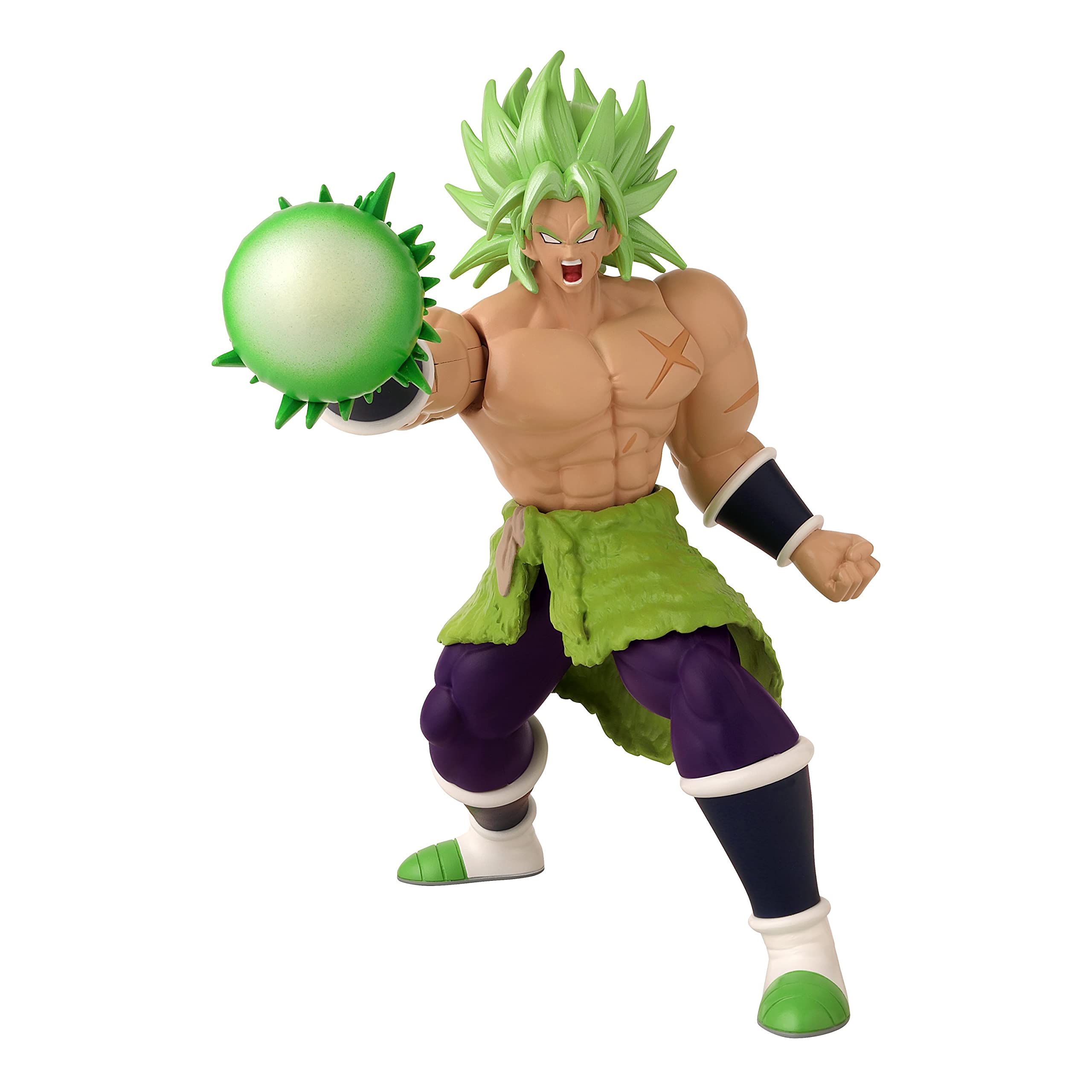 Broly figure with thumb-activated feature for interactive play by Bandai Namco.
