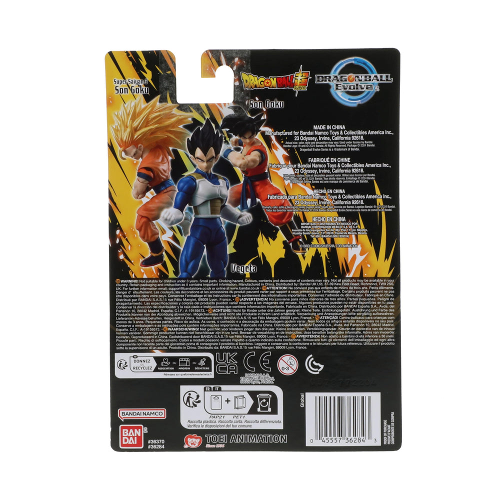 Bandai Namco Dragon Ball Super Evolve Vegeta collection display for fans and collectors.