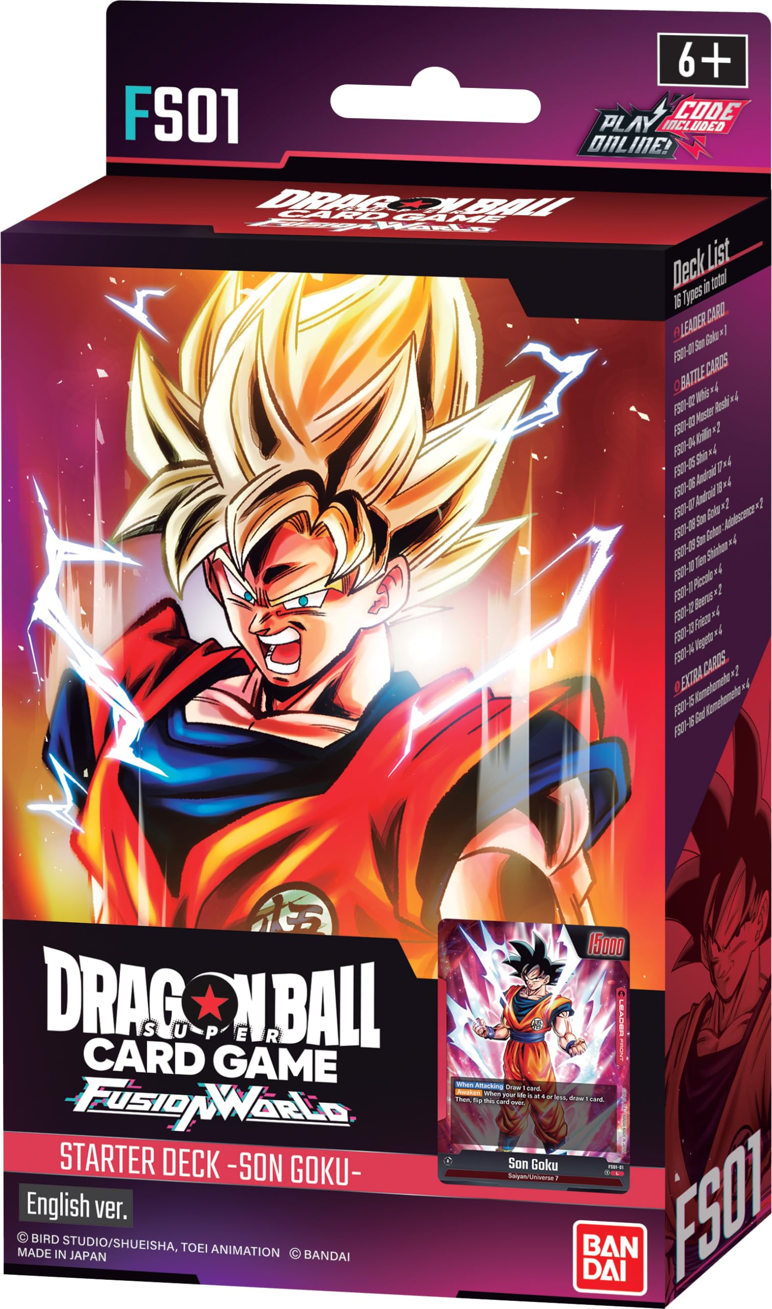 Bandai Namco Fusion World Deck front view with Son Goku for ready-to-play battles