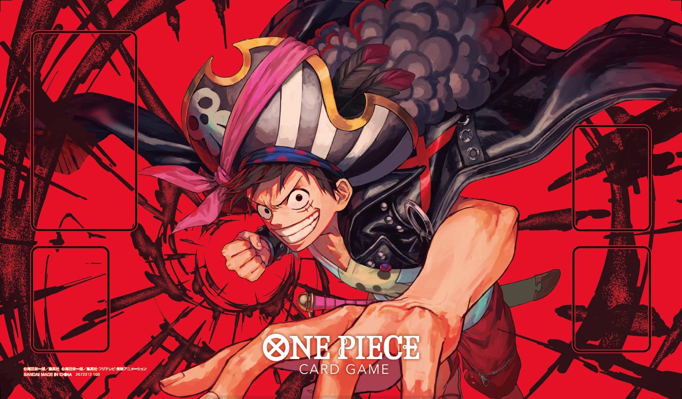 Bandai Namco One Piece play mat featuring Luffy, enhances gameplay clarity and card handling