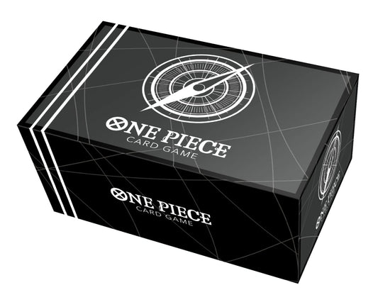 BANDAI One Piece Card Game storage box, standard black, keeps decks organized and protected.