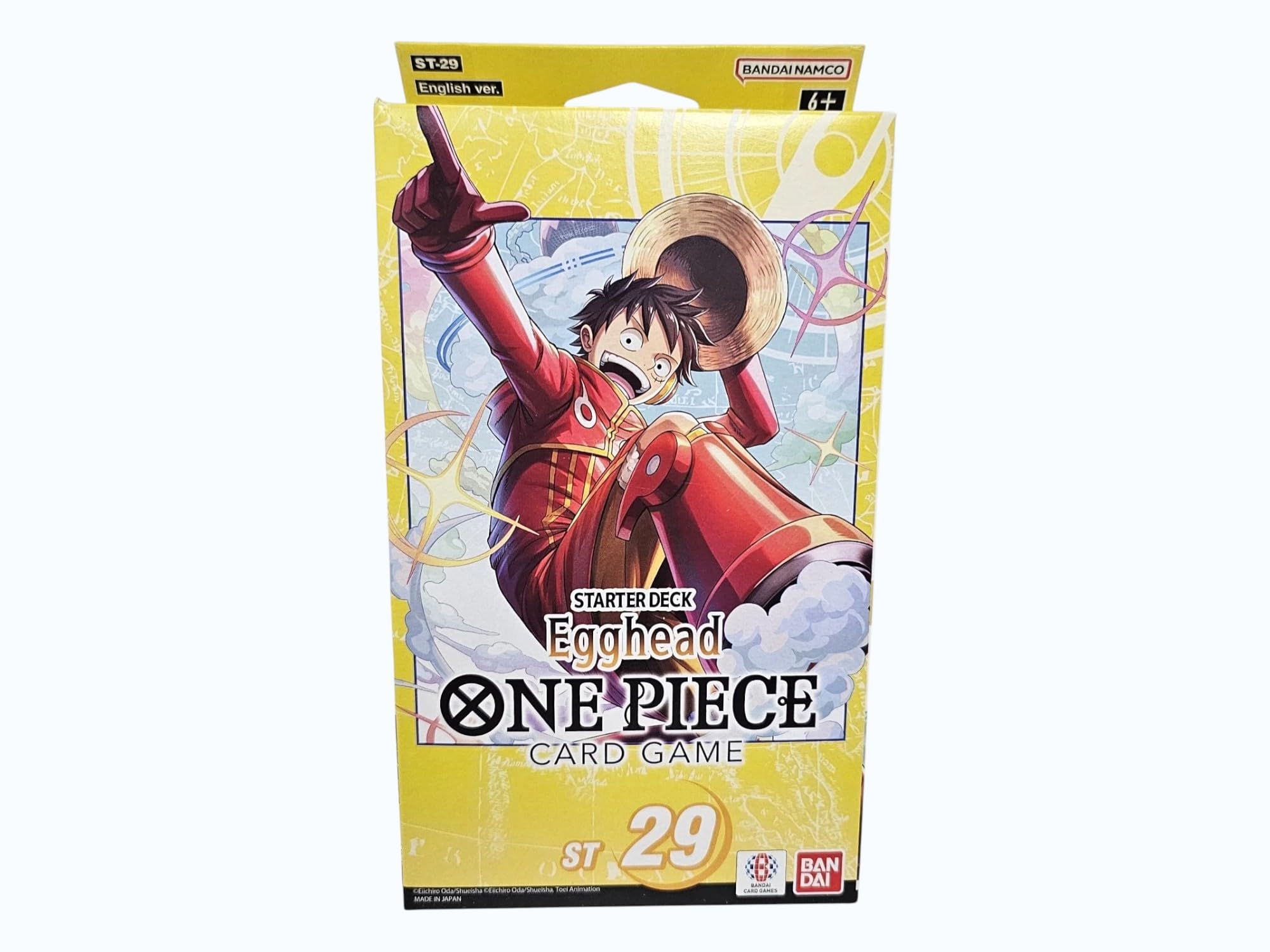 Bandai One Piece Starter Deck Egghead leader card featuring a new Luffy-inspired control option
