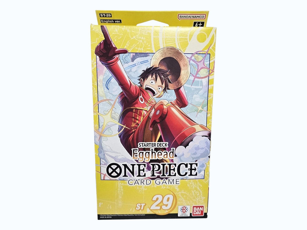 Bandai One Piece Starter Deck Egghead leader card featuring a new Luffy-inspired control option