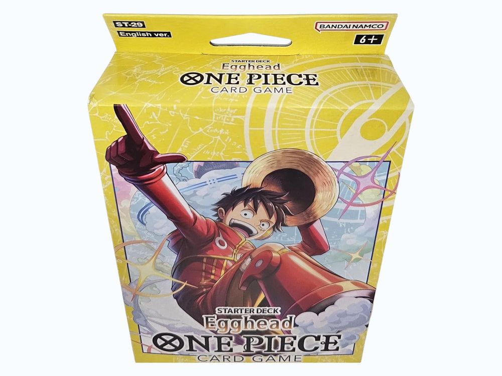 Bandai One Piece Starter Deck Egghead character cards in Egghead outfits offer fresh tactics