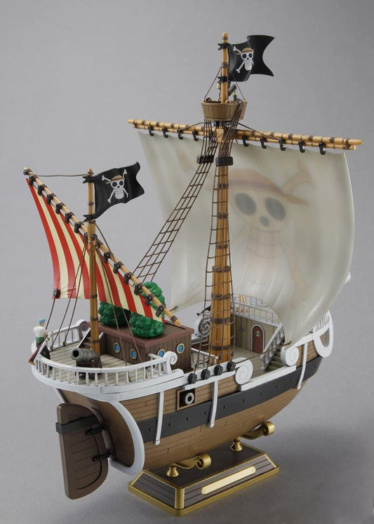Bandai Spirit Going Merry ropes and wrinkles texture enhances realism on display.