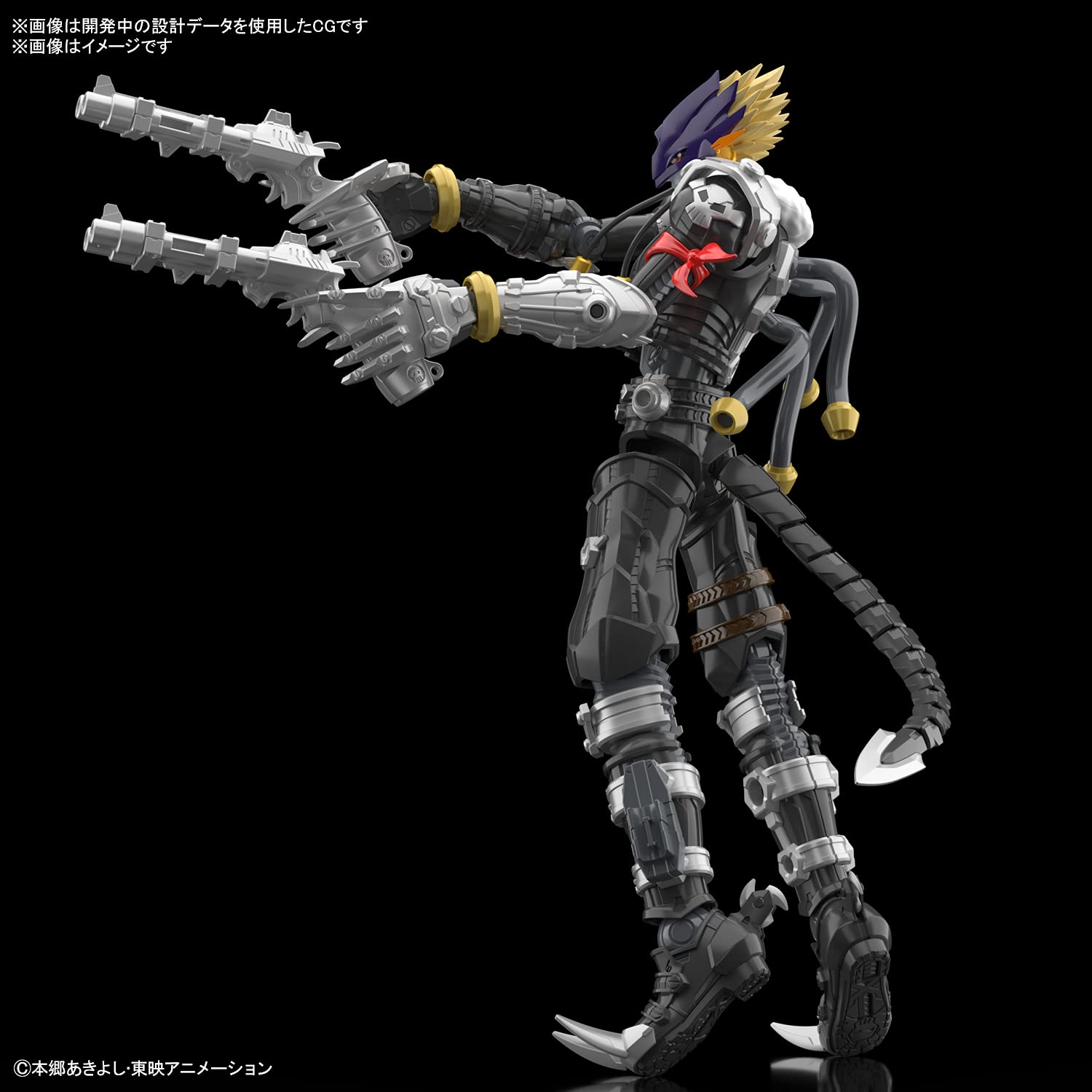 Bandai Spirits Beelzemon Amplified tail-wire supports dynamic back poses.