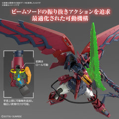 Bandai Spirits Gundam Epyon RG wyvern-inspired styling enhances shelf presence.