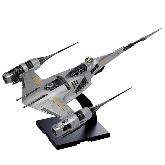 Bandai Spirits Mandalorian N-1 Starfighter cockpit parts show precise pilot seating with R5-D4 option for display.