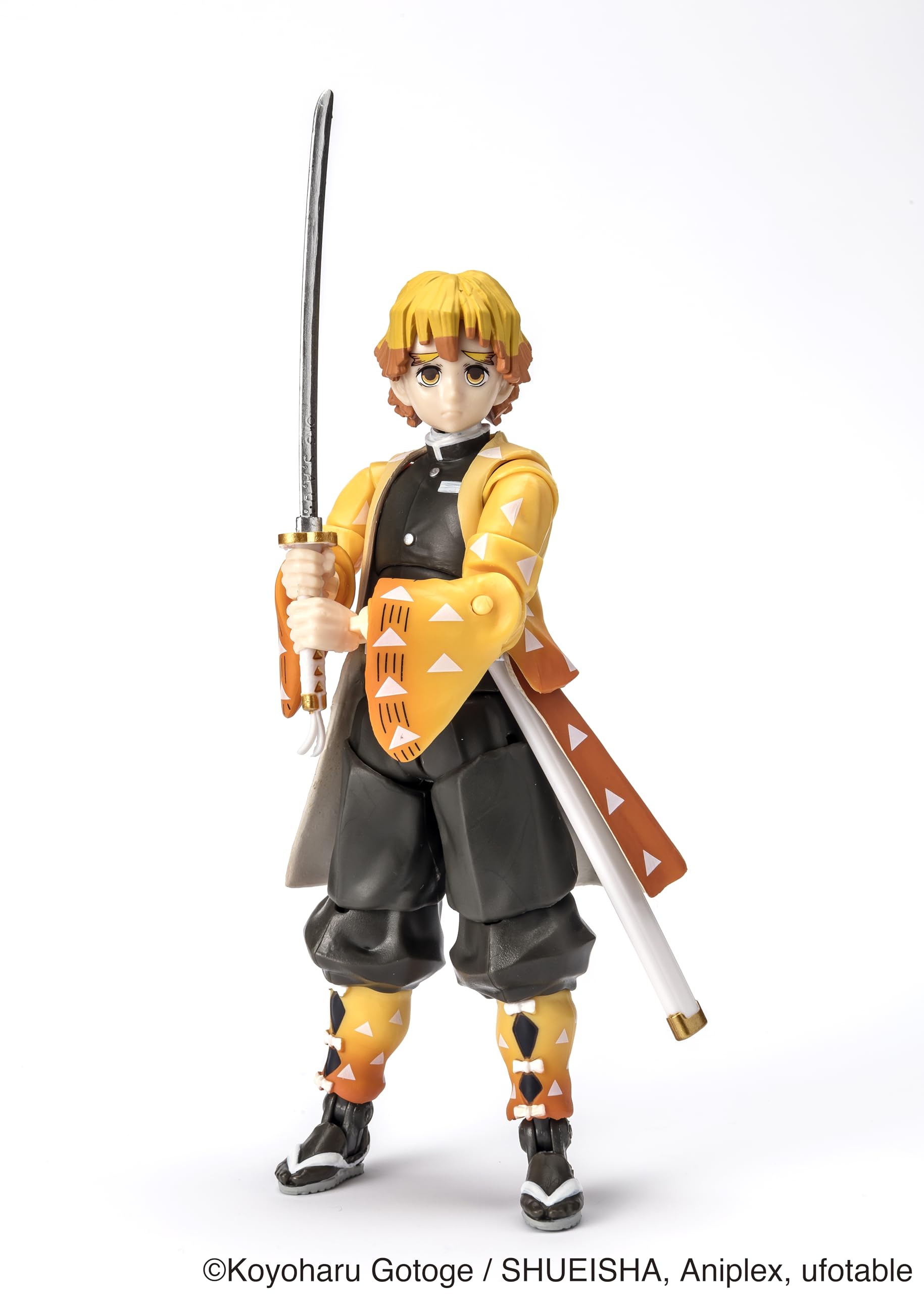 Bandai Zenitsu Agatsuma figure with sword and hilt for action poses.