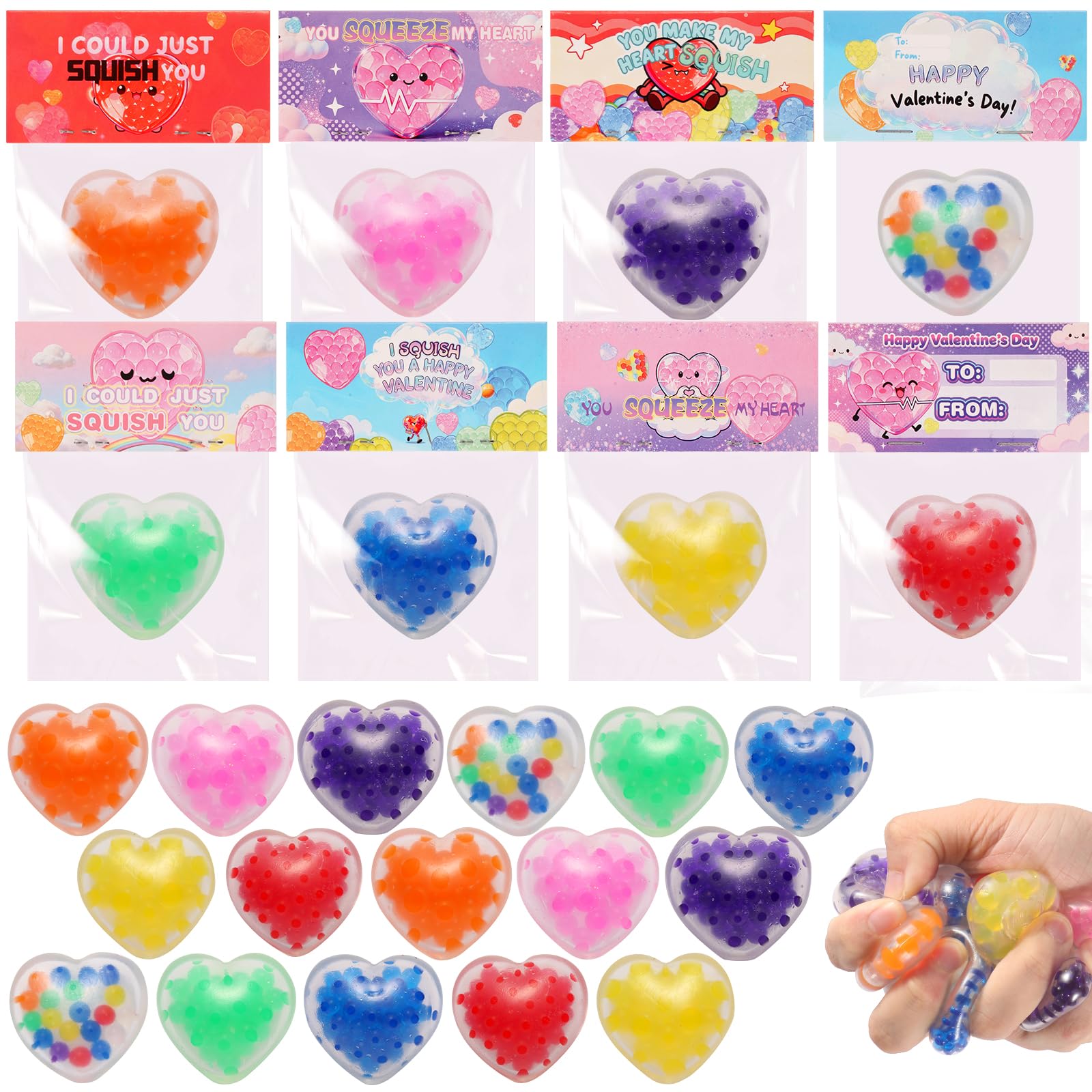 BANERLE valentines-heart-stress-ball-24-pack: bright, soft stress balls ideal for classroom prizes.
