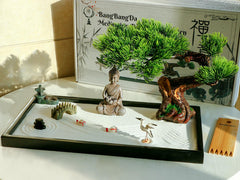 BangBangDa Zen Garden Kit Buddha figure and bridge for tranquil desk meditation