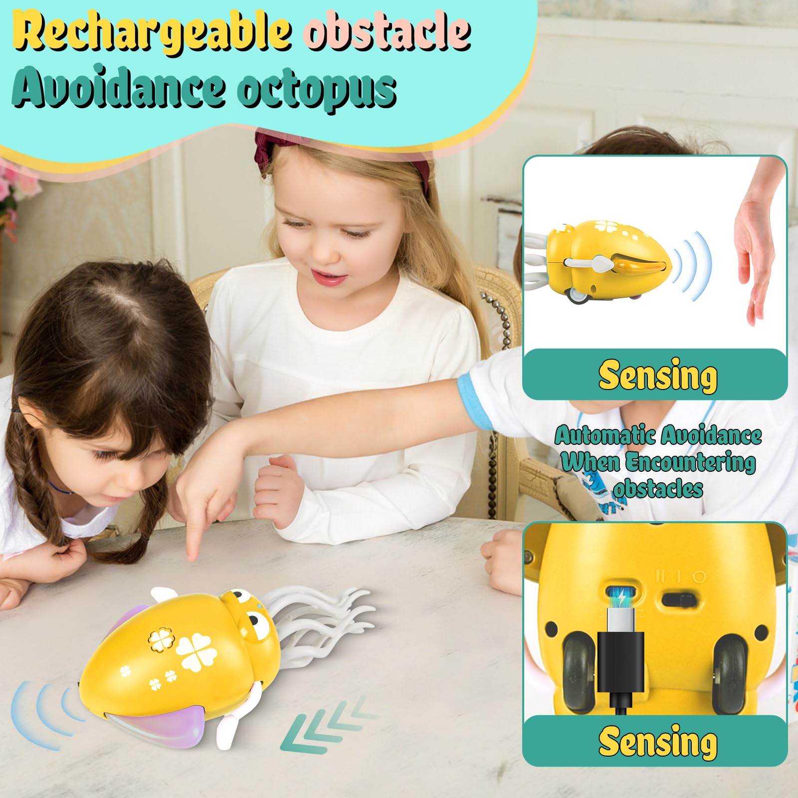 Bangzi Dancing Octopus toy obstacle sensors keep play smooth and safe.