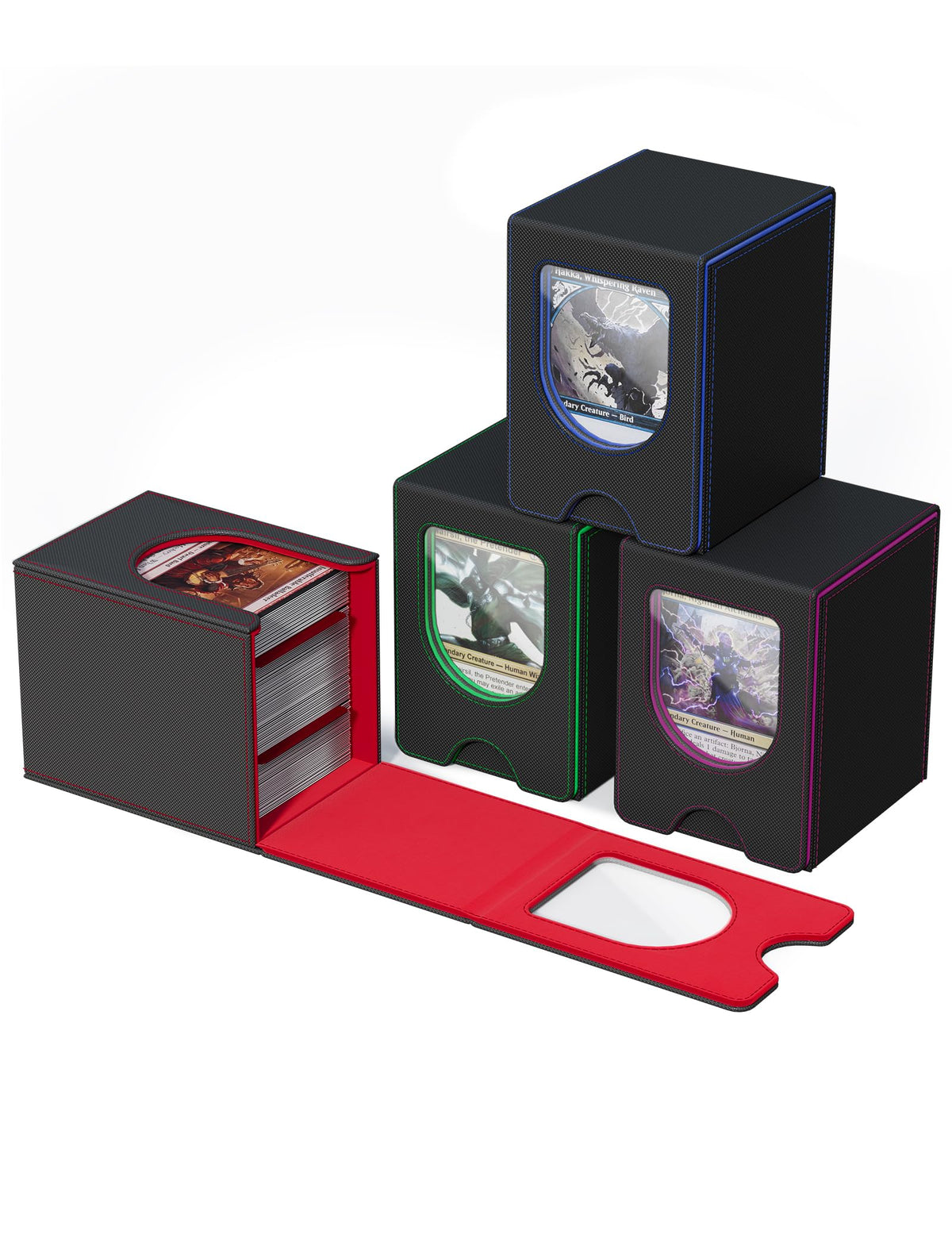 banloga 4-pack card deck box front display window showcases your commander at a glance