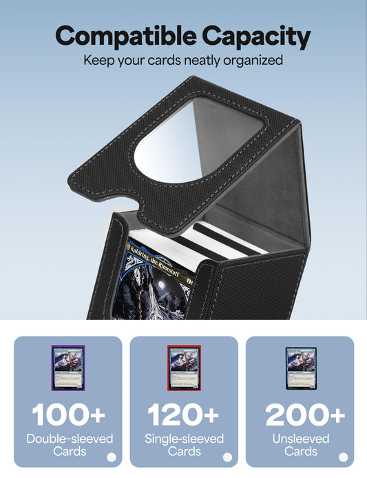 Banloga card deck box with flip-top lid enables fast access during matches