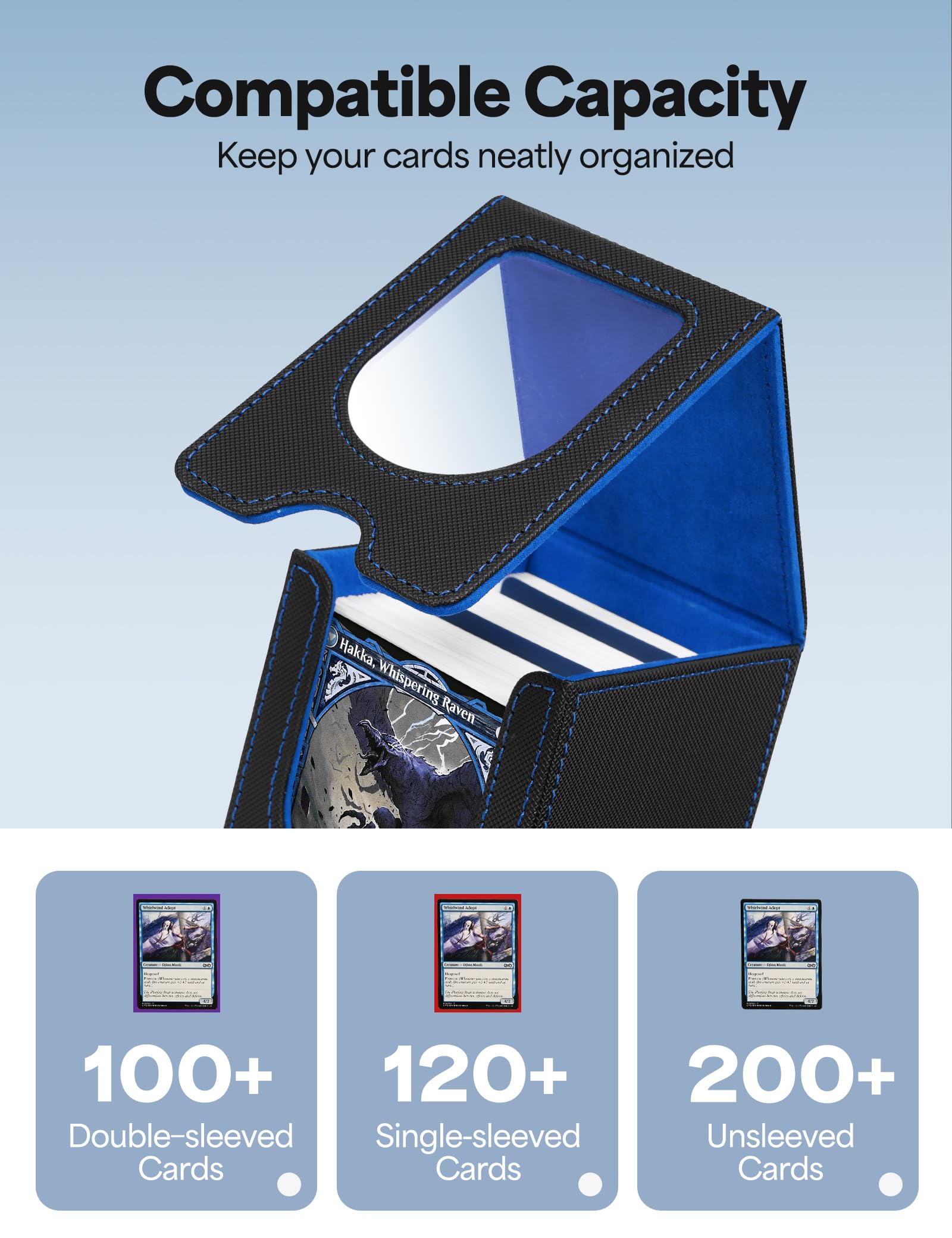 Banloga card deck box with flip-top lid enables quick card access during gameplay.