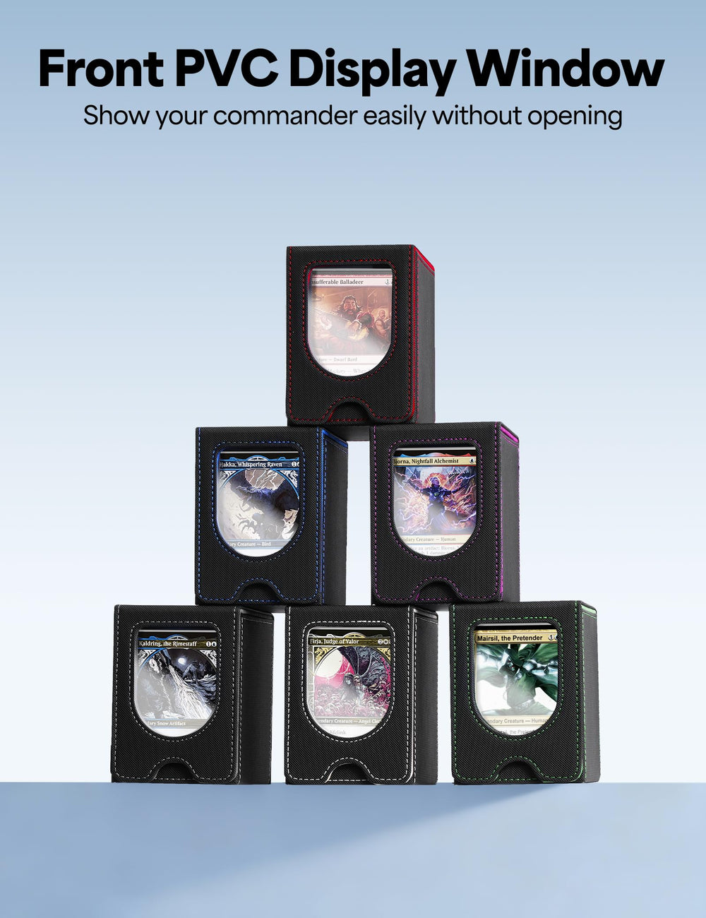 Banloga MTG case stores 100+ double-sleeved cards, 120+ single-sleeved cards, and 220+ unsleeved cards