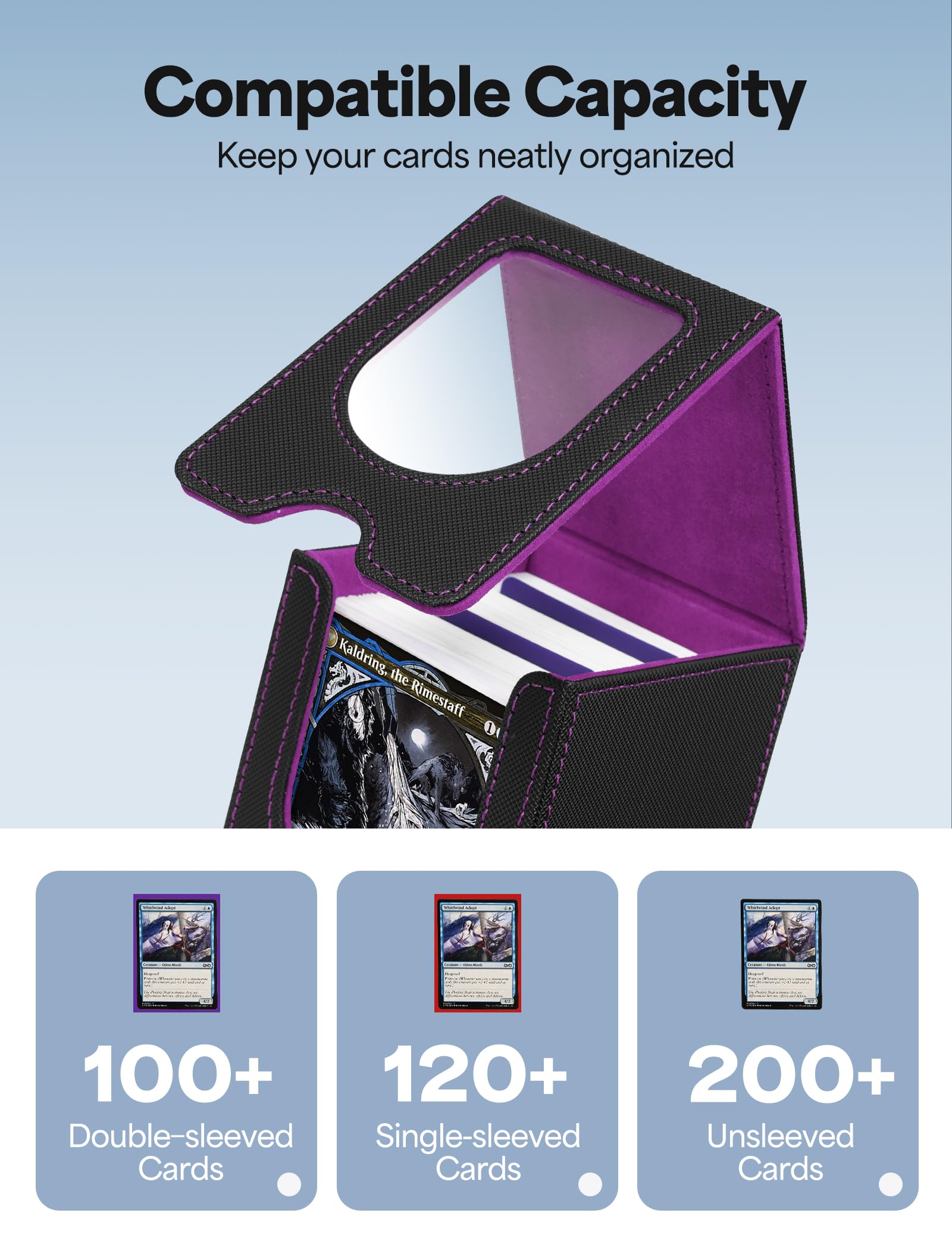 banloga Card Deck Box with u-opening and flip-top lid for quick access