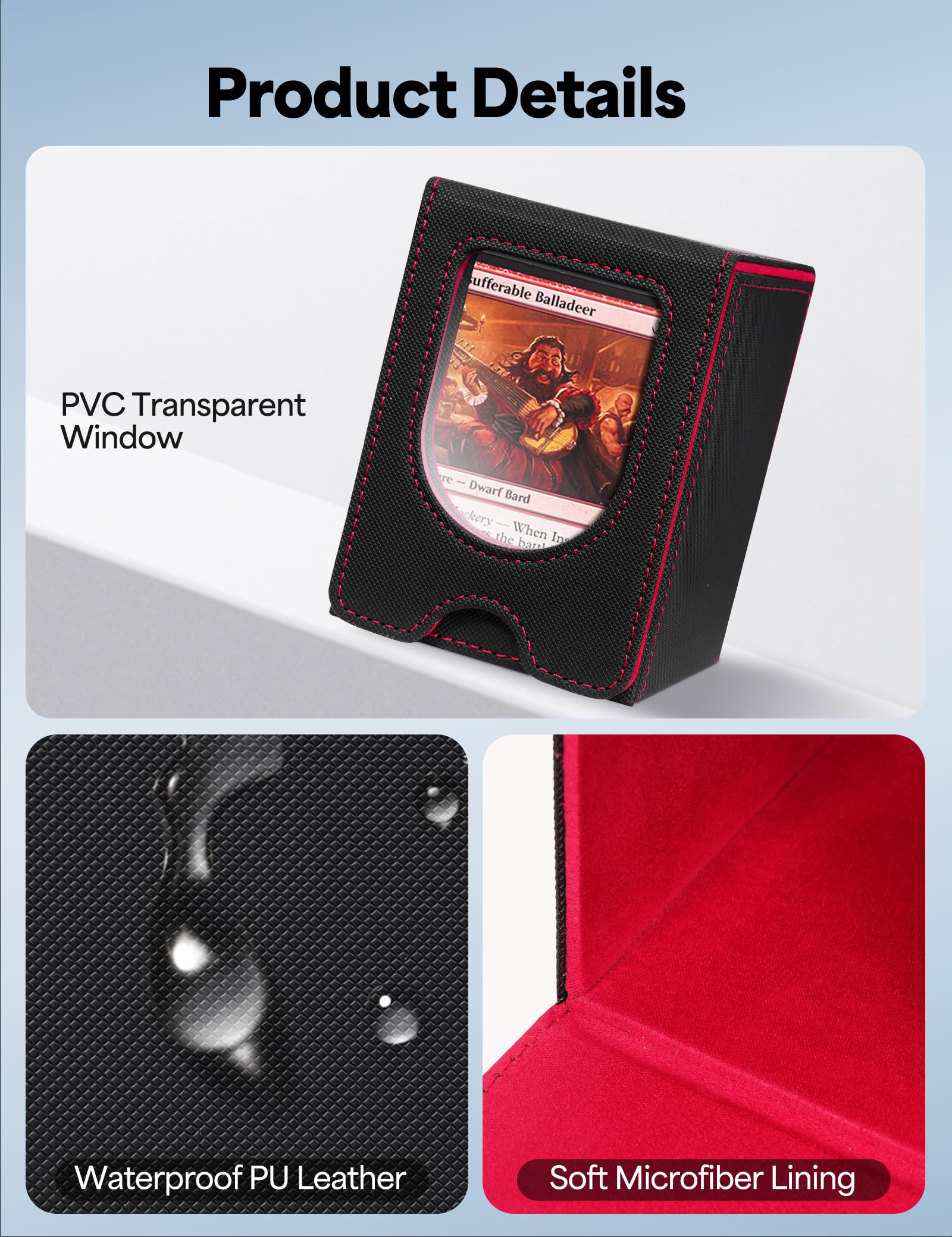 banloga card deck box waterproof-pu-leather protects cards from spills.