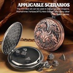 Banloga dragon-art dice set elevates RPG table presence.