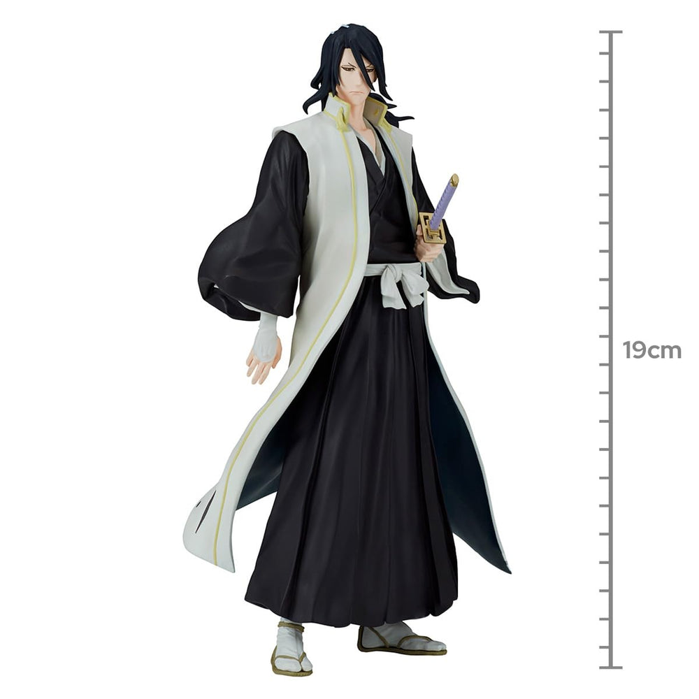 Banpresto Byakuya Kuchiki display-ready piece enhances Bleach collection.