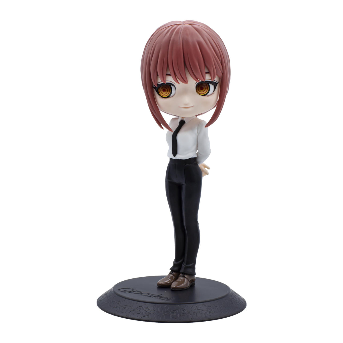 Banpresto Makima Q Posket front view highlighting pose and expressive eyes for display.