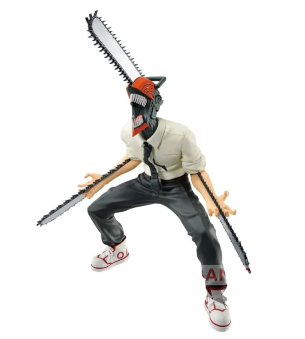 Banpresto Chainsaw Man Vibration Stars statue on display with stable base stand