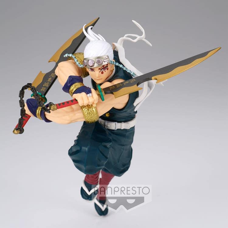 Banpresto Demon Slayer Uzui figure with base stand for stable display.