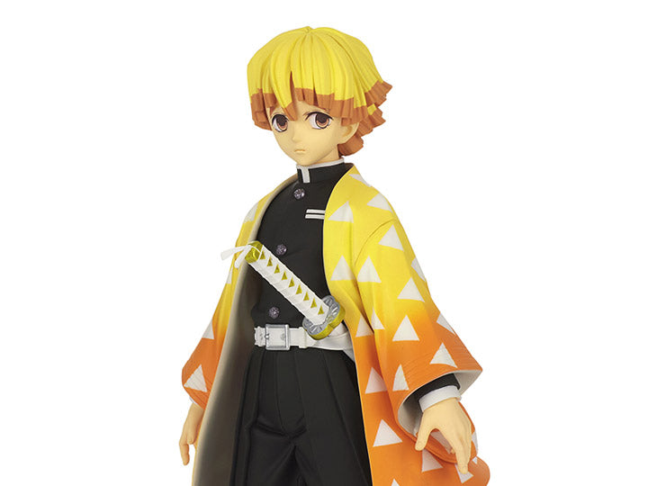 Banpresto Demon Slayer Zenitsu Grandista figure close-up face detailing.