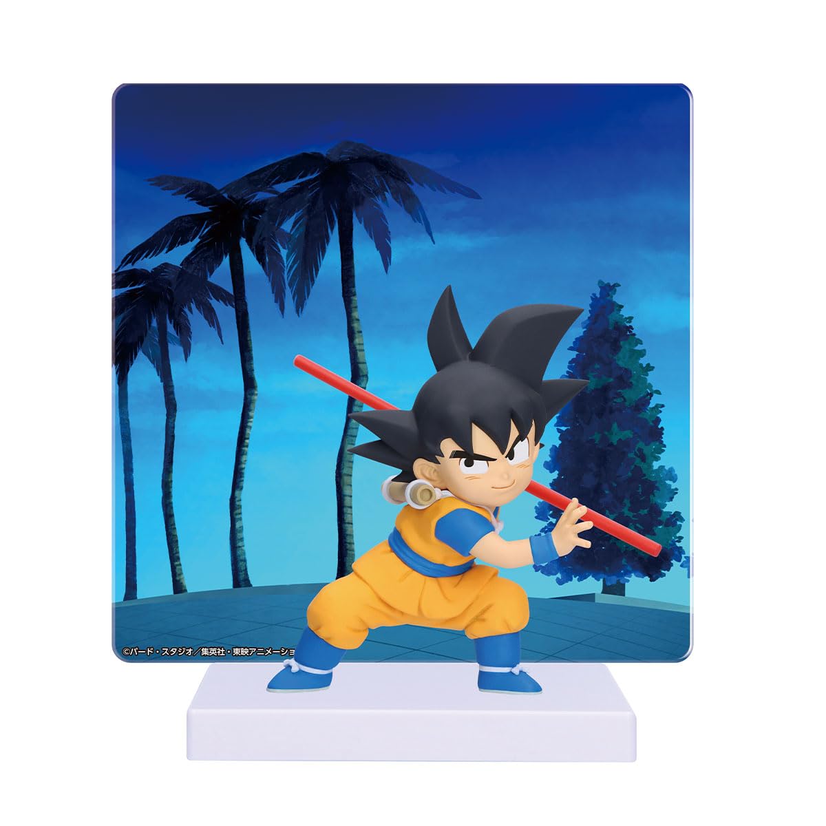 Banpresto Dragon Ball Daima Goku Mini Panel on display shelf, iconic pose for fans