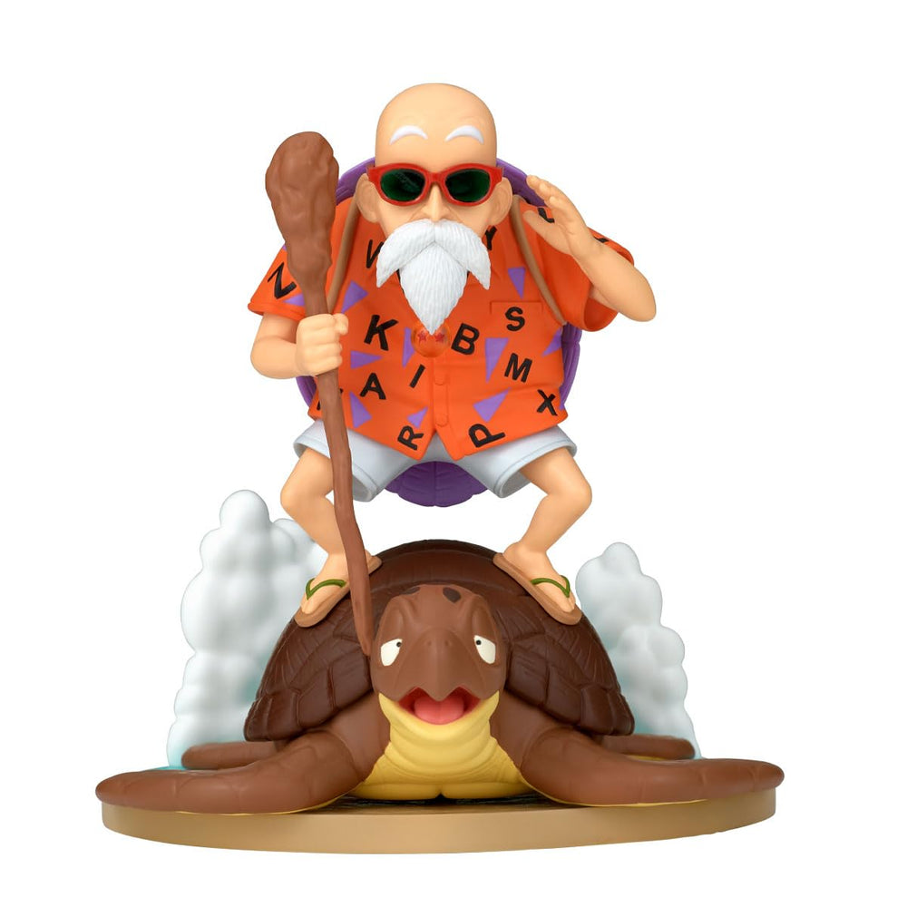 Banpresto Dragon Ball Master Roshi History Box figure on display base, ideal for shelf collection.