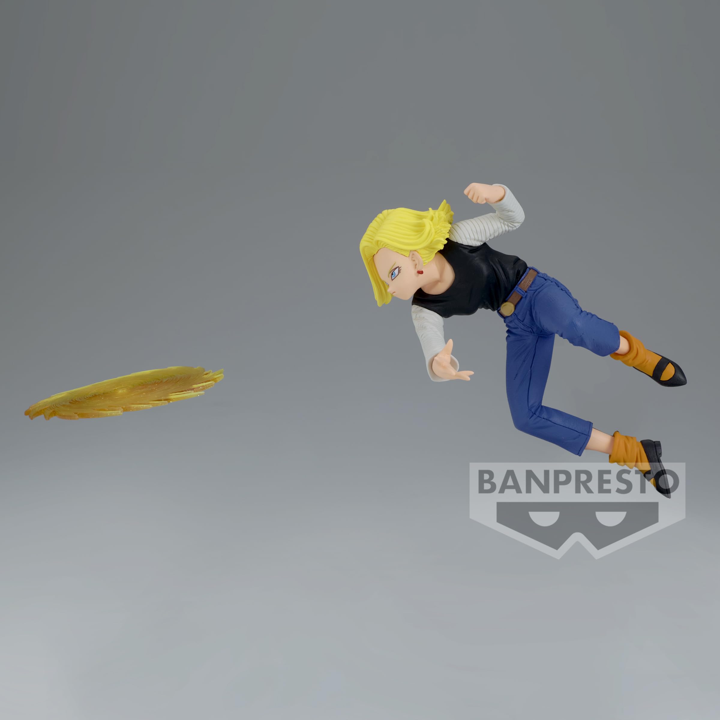 Banpresto Android 18 GXmateria figure packaging emphasizes licensed collector presentation.