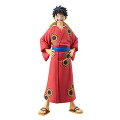 Banpresto DXF Wanokuni Luffy Yukata figure, front view, ideal for display shelves