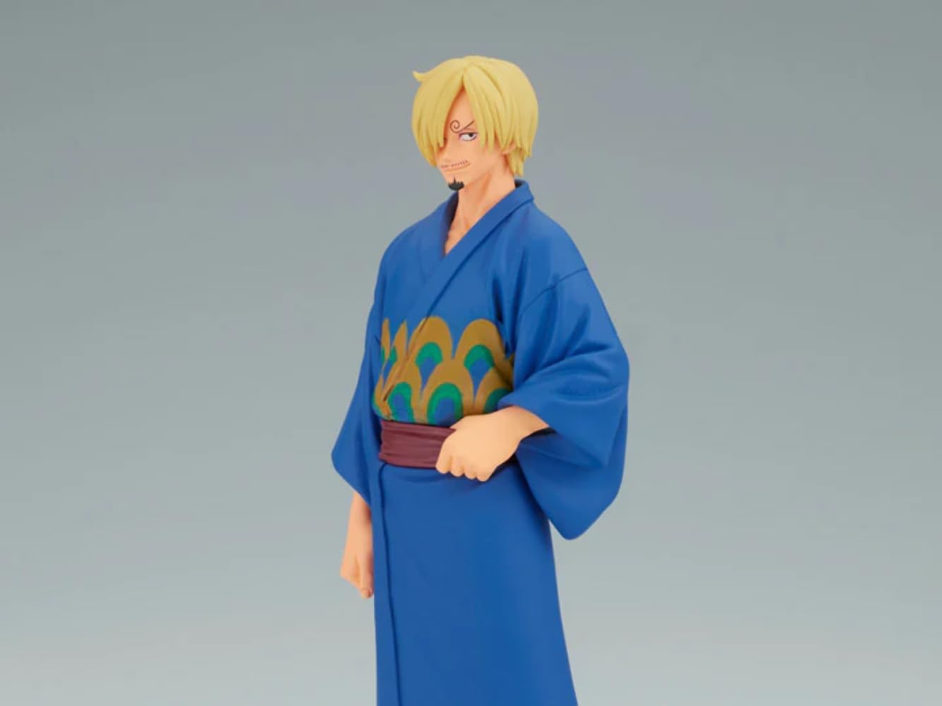 Banpresto Wanokuni Sanji Yukata pose figure enhances display with dynamic pose.