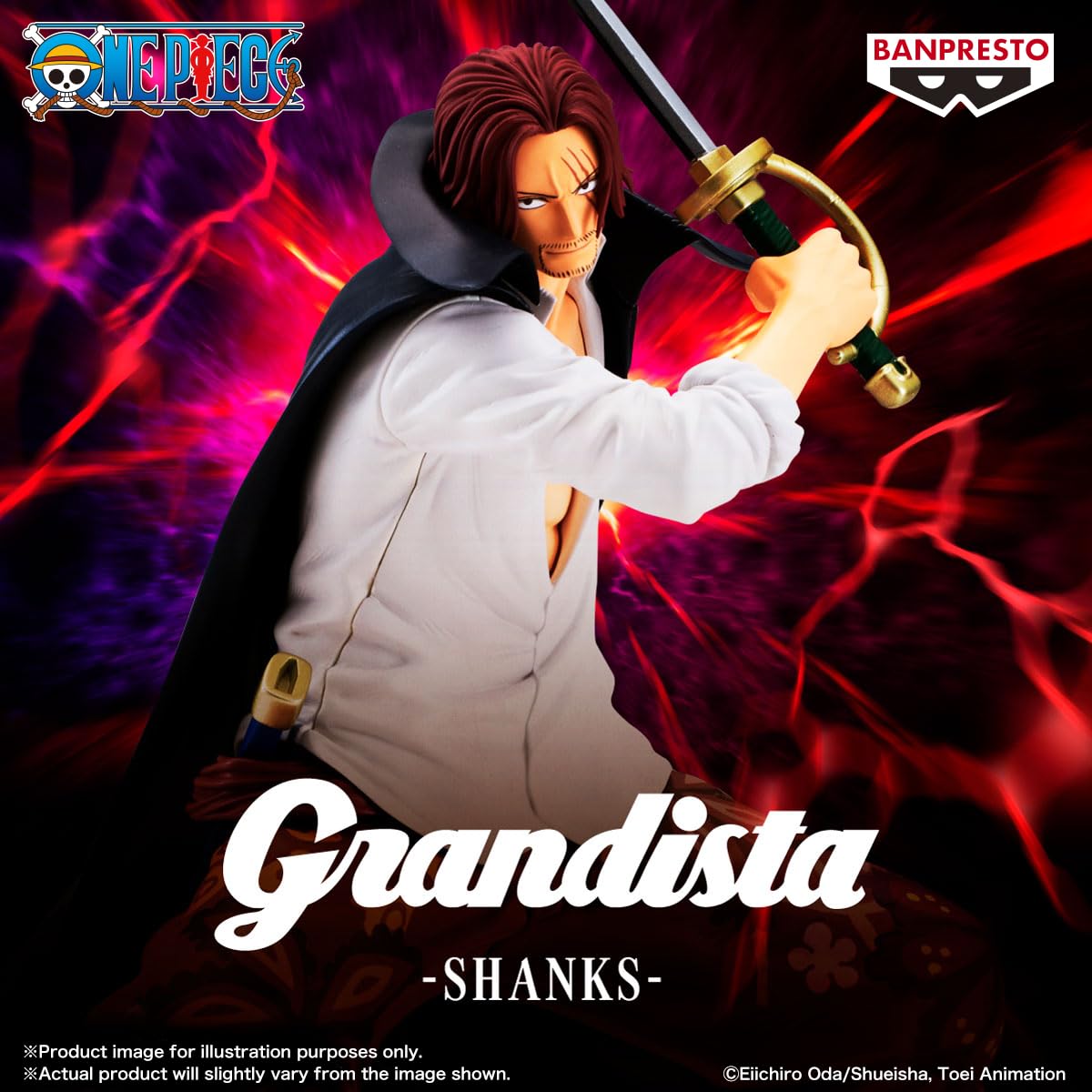 Banpresto Grandista Shanks figure height of 8.7 inches for shelf fit.