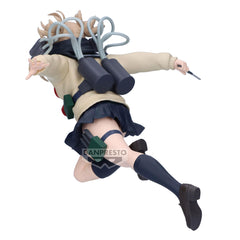 Banpresto Himiko Toga figure on display area emphasizes vibrant paint and craftsmanship.