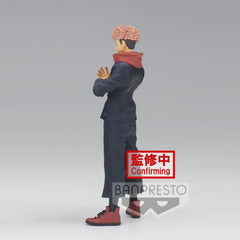 Banpresto Yuji Itadori figure pose supports dynamic shelf display and diorama ideas.