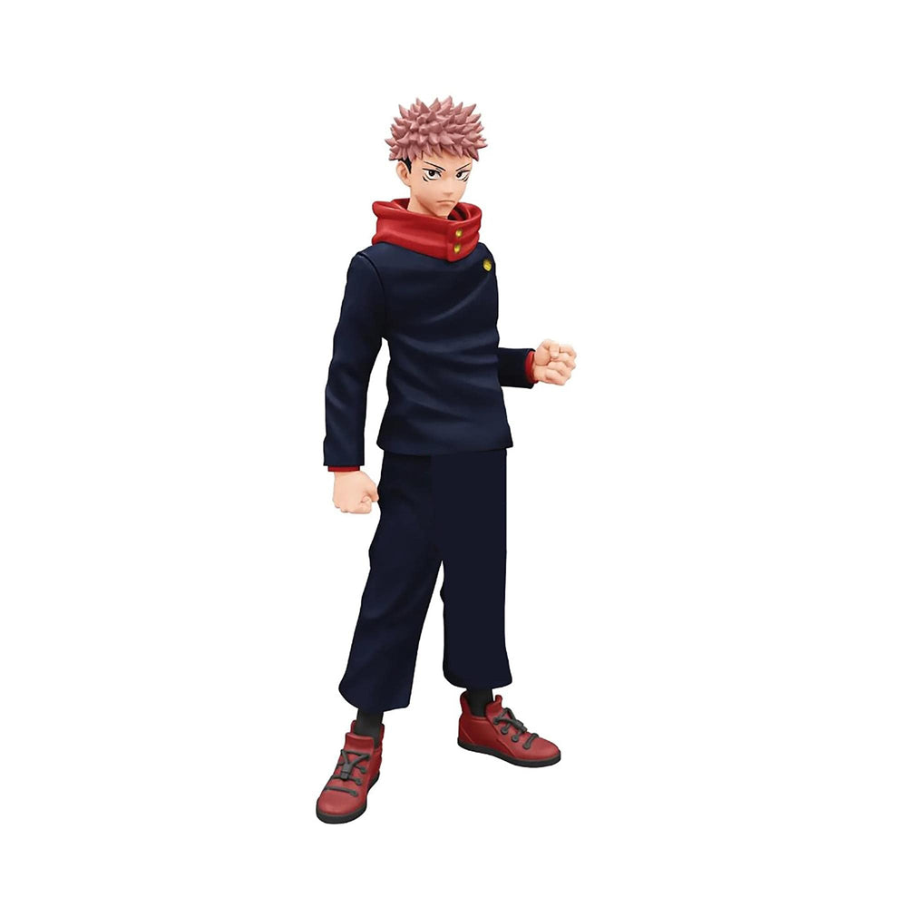 Banpresto Yuji Itadori figure front view, a striking display piece for fans.