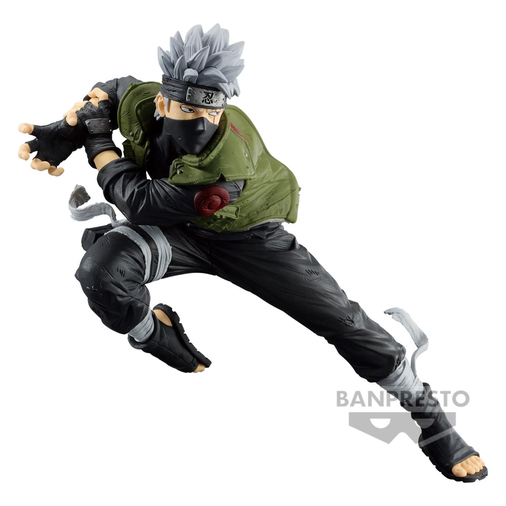 Banpresto Hatake Kakashi 5.1-inch tall figure offers compact display on shelves.
