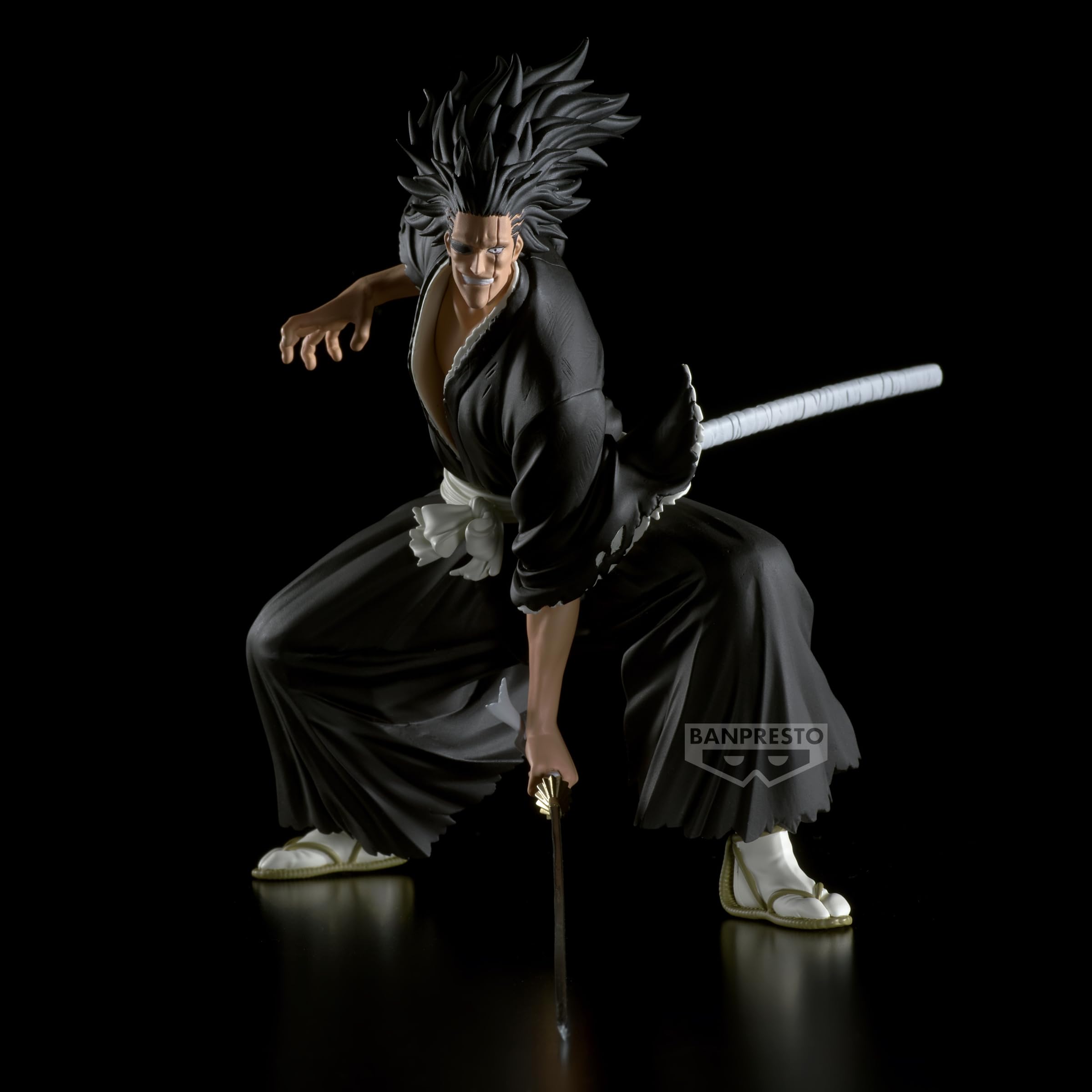 Banpresto Kenpachi Zaraki Vibration Stars boxed packaging showing licensing.