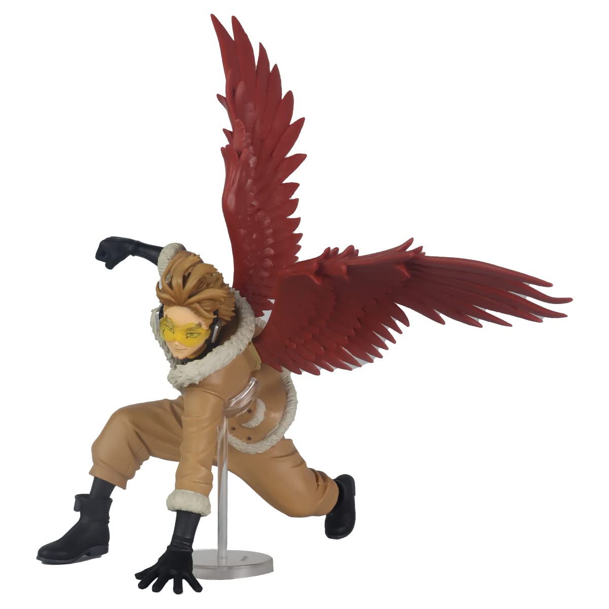 Banpresto MHA Hawks figure in action pose for eye-catching shelf presence.