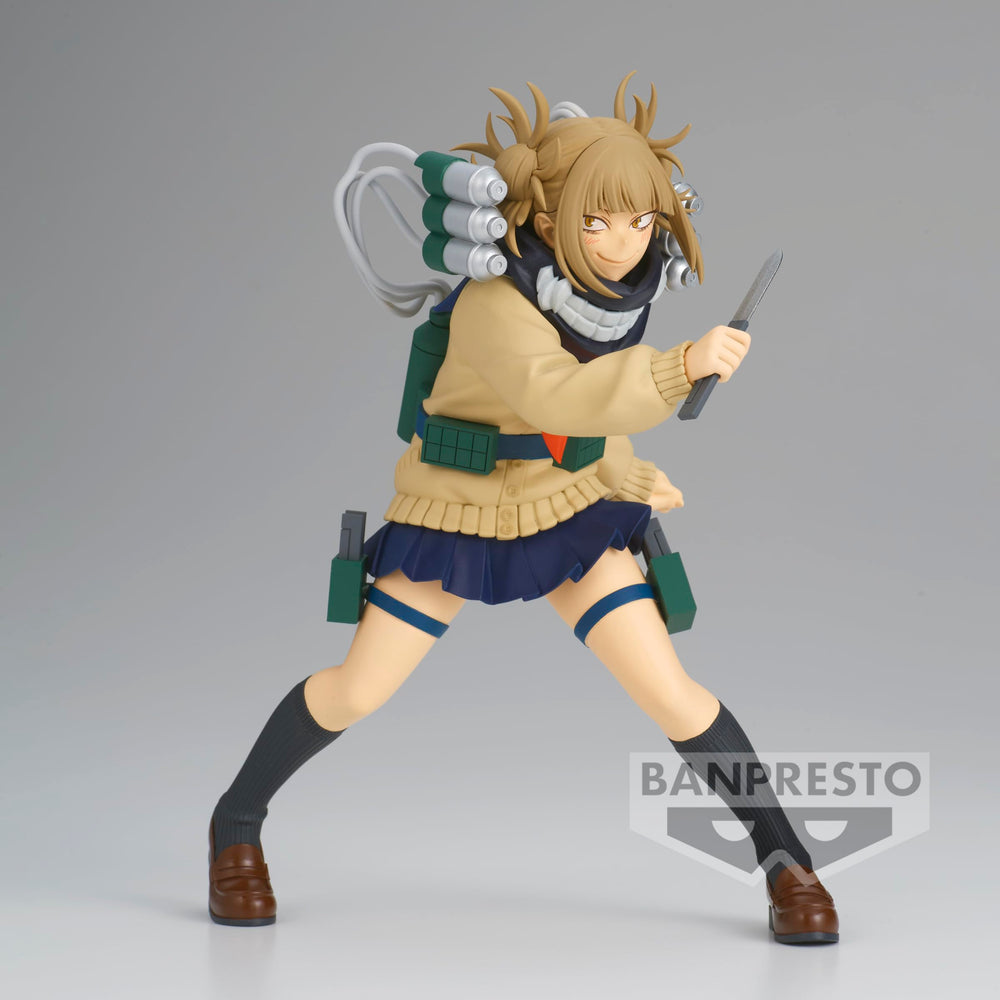 Banpresto Himiko Toga II DX figure includes base stand for stable setup.