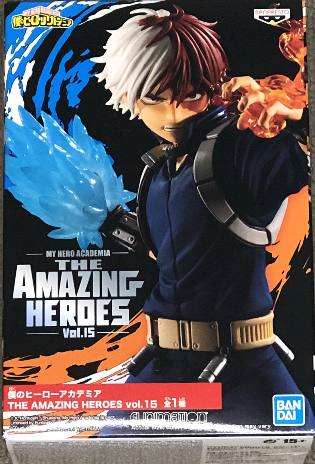 Banpresto MHA Todoroki figure front view for desk display.