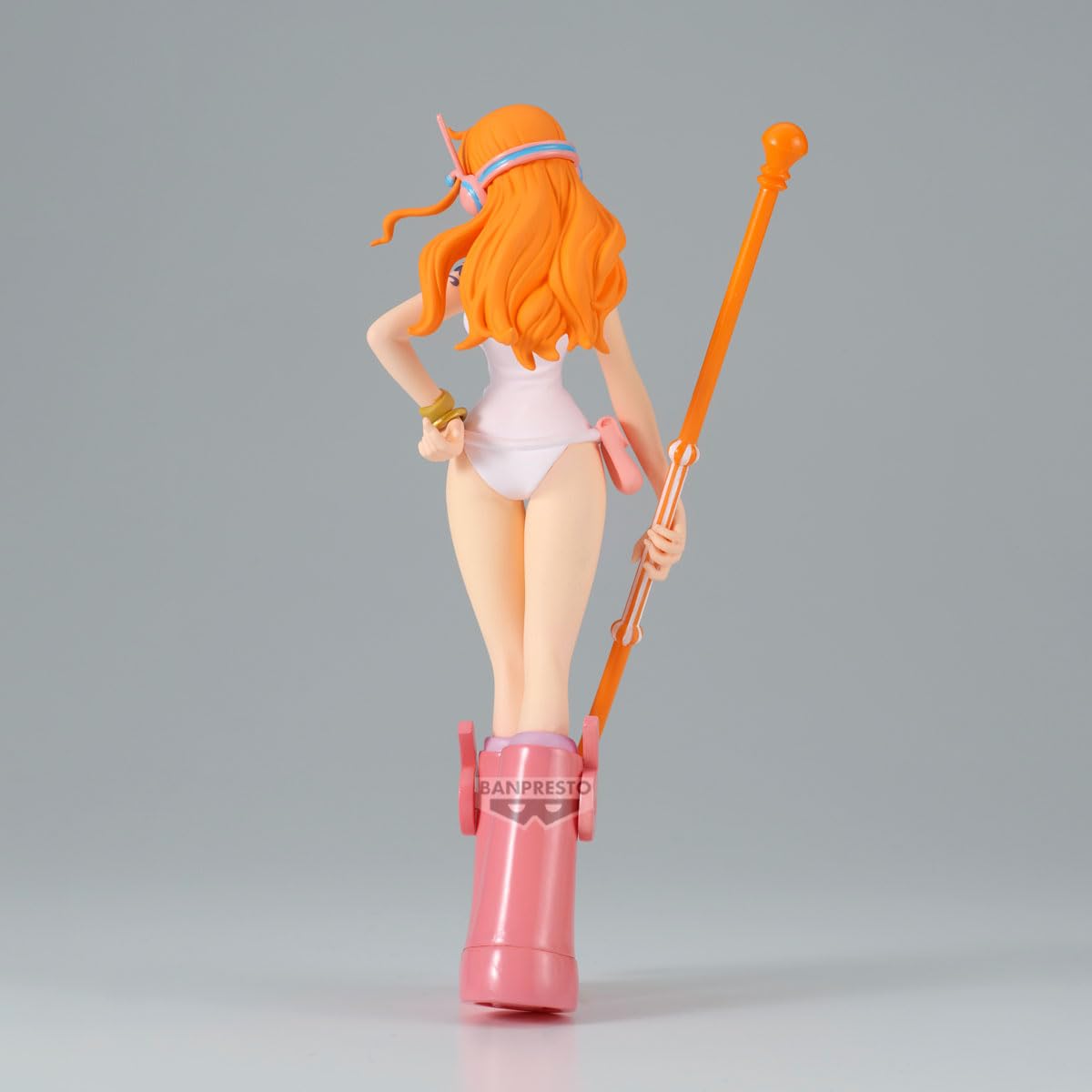 Banpresto Nami Egghead ver packaging and stand base ensures stability.