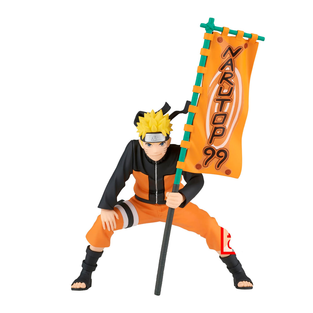 Banpresto Narutop99 Uzumaki Naruto figure in iconic pose for display collection.