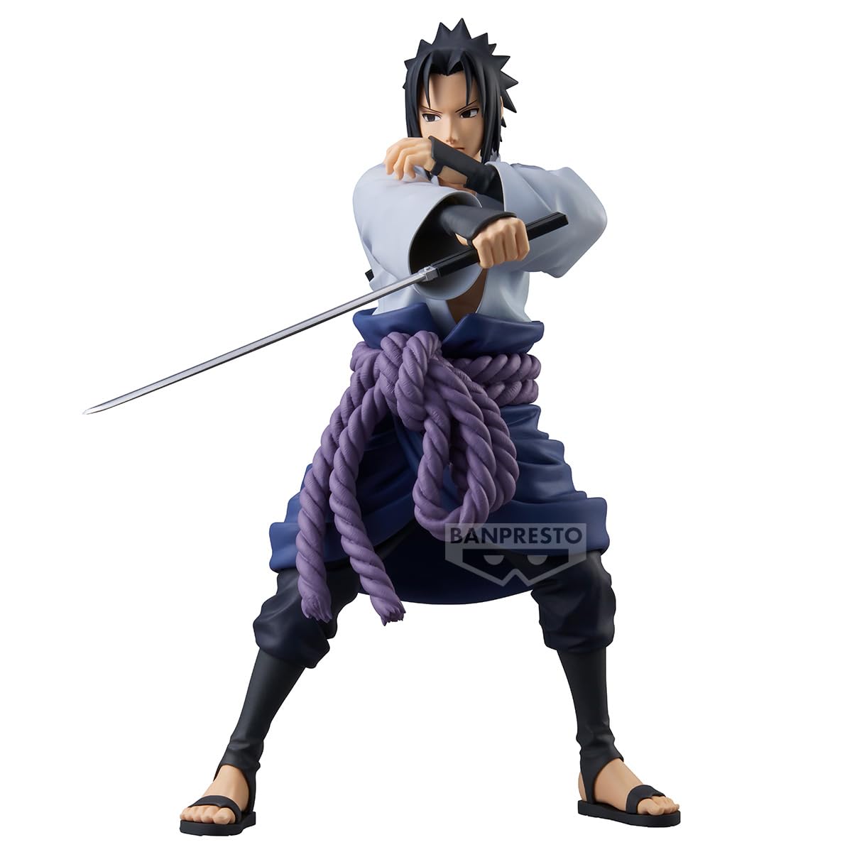 Banpresto Naruto Sasuke Grandista official licensed figure with Bandai Namco branding.